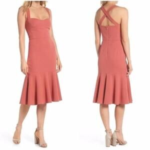 GAL MEETS GLAM Pink Rae Sweetheart Tuscon Rose Cocktail Dress 10 Flare Midi